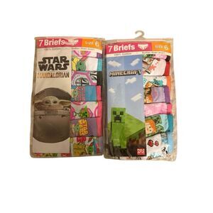 Bundle of Two (2) Brand New Size 6 Girl’s Briefs Starwars & Minecraft Underwear